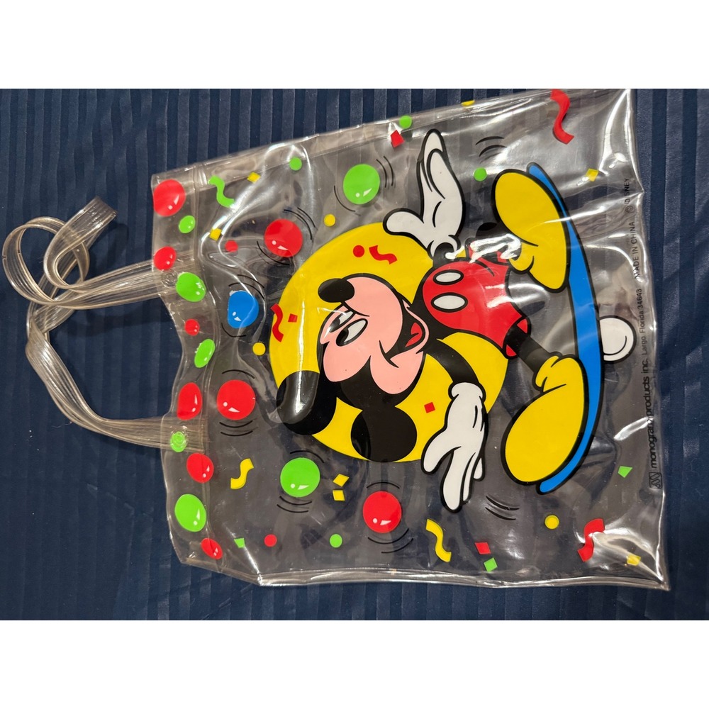 Vintage Disney Mickey Mouse Clear PVC Tote Bag Skateboard Monogram Products